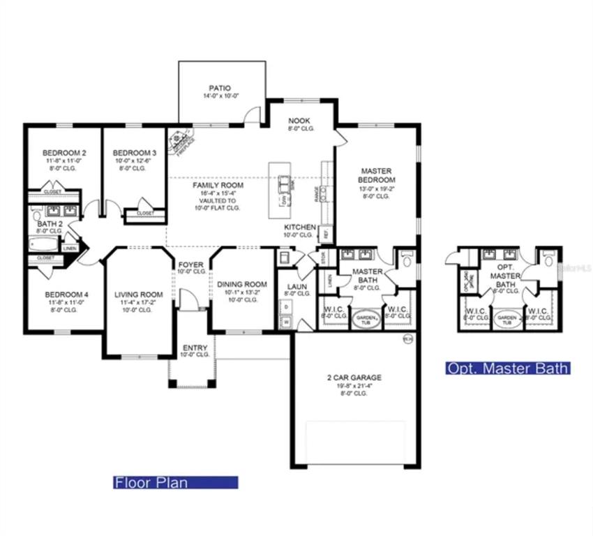 This is a floor plan for a single-story house with four bedrooms and a garage — 3898 URIAH STREET, NORTH PORT, FL