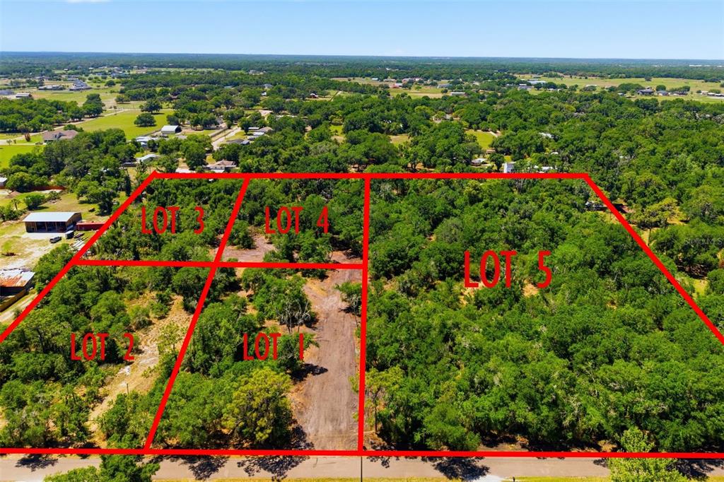 This is a subdivision plat map showing property boundaries, lot sizes, and easements for HLT Estates — 19084 RED BIRD LANE LOT 5, LITHIA, FL