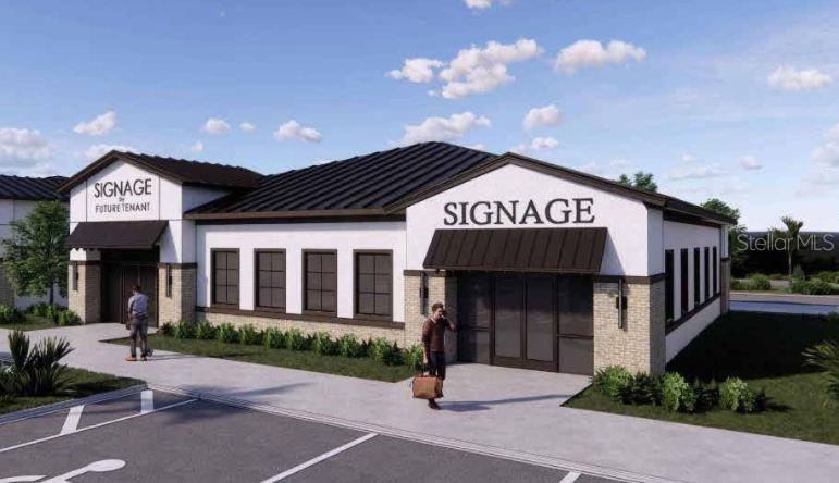 This is a digital rendering of a modern commercial building with a parking lot — 5016 OLD TAMPA HWY UNIT 09, KISSIMMEE, FL