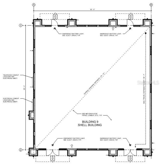 This floor plan shows the layout of Building 9, a shell building with emergency lighting — 5016 OLD TAMPA HWY UNIT 09, KISSIMMEE, FL