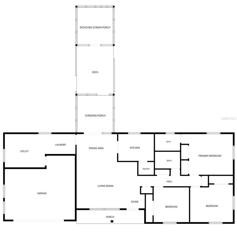 This is a floor plan of a single-story house with a garage and outdoor areas — 1822 SW 42ND AVENUE, GAINESVILLE, FL