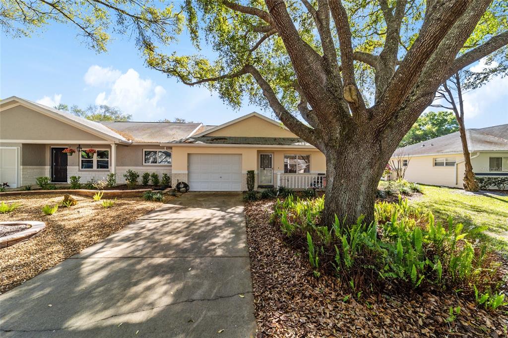 A single-story house with a concrete driveway, a one-car garage, and a large shade tree — 9725 SW 94 TERRACE UNIT C, OCALA, FL