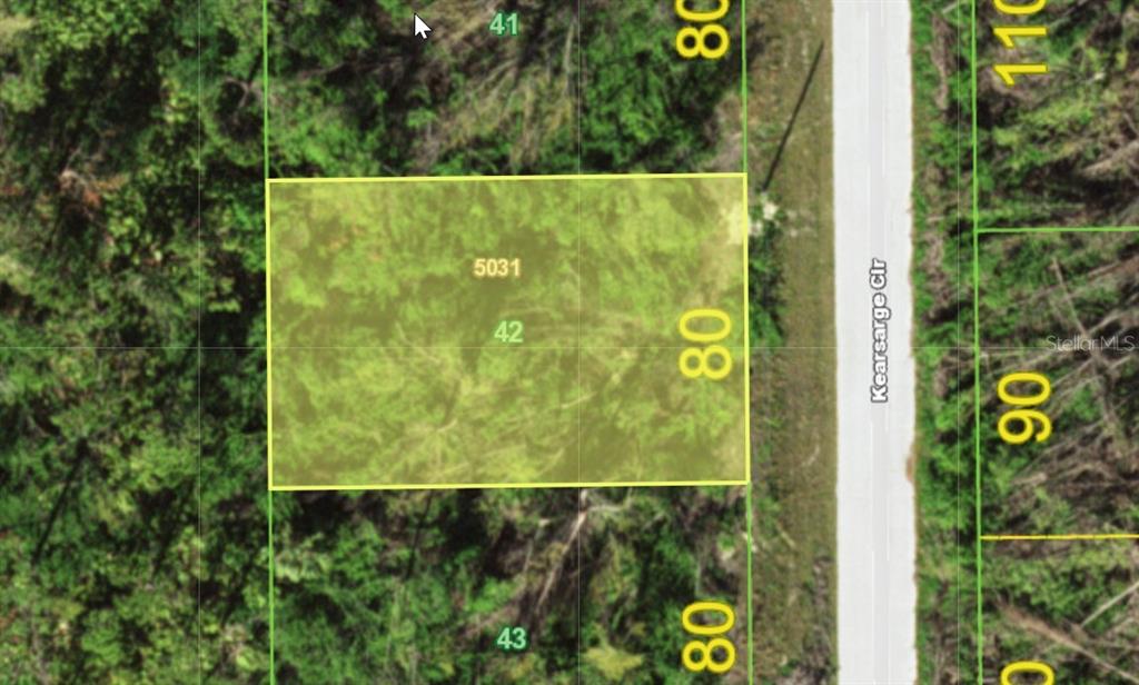 This is a map showing a rectangular plot of land located along Kearsarge Circle — 10758 KEARSARGE CIRCLE, PORT CHARLOTTE, FL
