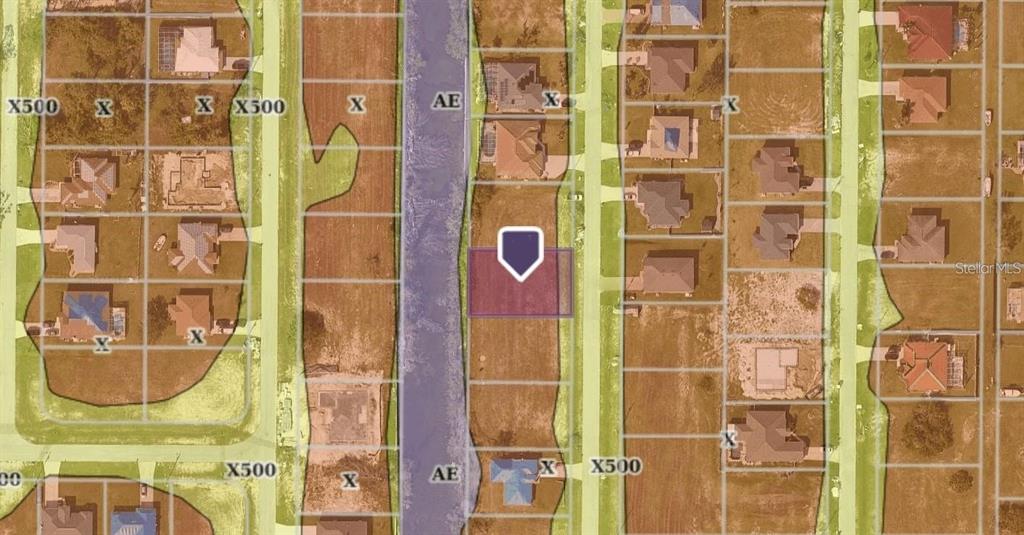 This is a map showing a residential lot highlighted in purple next to a canal — 2120 NW 17TH AVENUE, CAPE CORAL, FL