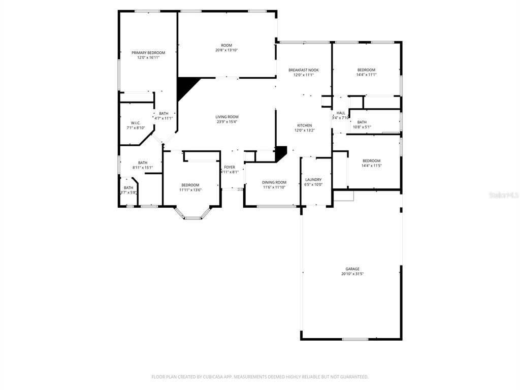 This is a floor plan of a house featuring a garage, multiple bedrooms, and bathrooms — 119 BRANDIWOOD COURT, DEBARY, FL