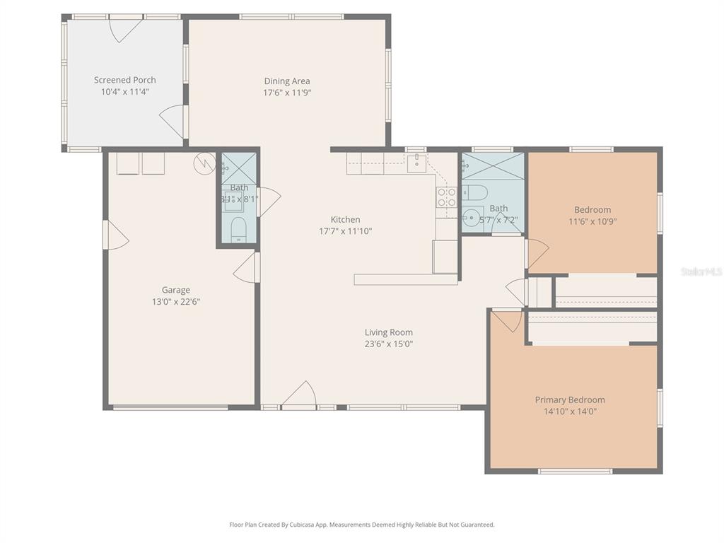 This is a floor plan of a single-story home with a garage and screened porch — 10737 FILLMORE AVENUE, PORT RICHEY, FL