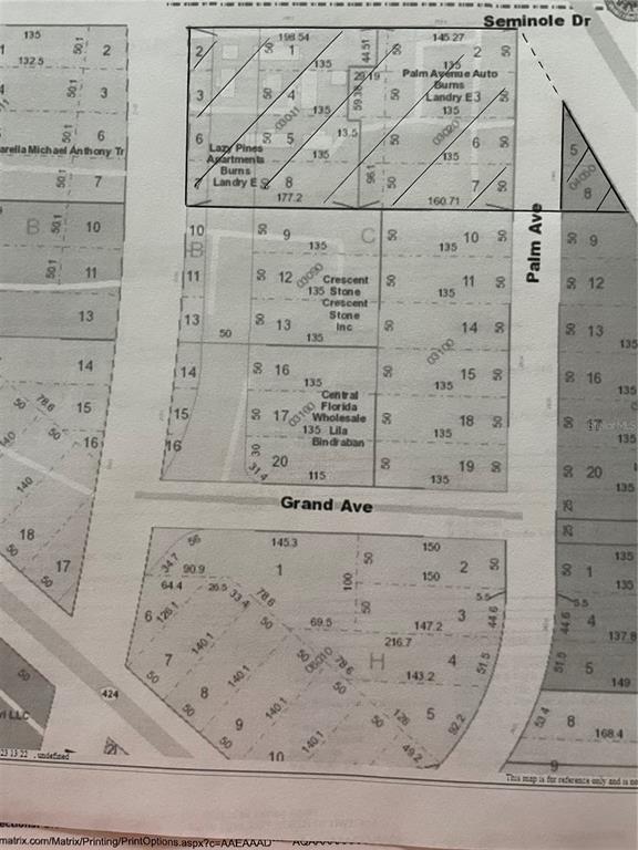 This is a black and white tax map showing property lot lines and street names — 2524 ORANGE BLOSSOM TRAIL NW, APOPKA, FL