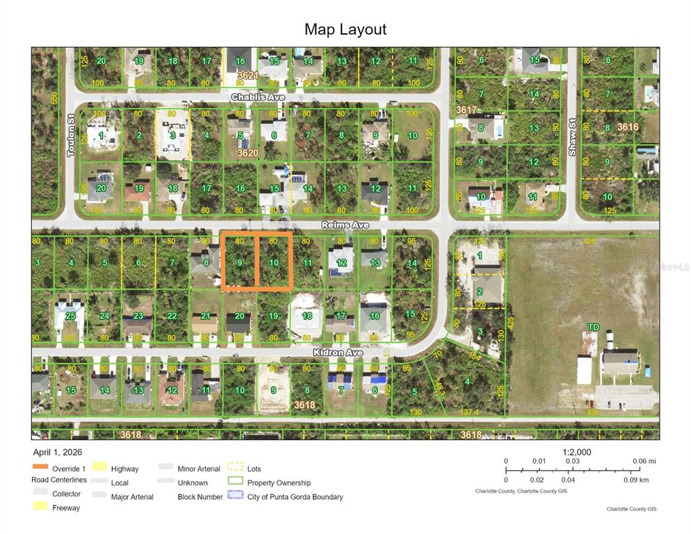 This is a map layout showing residential lots and street names in a neighborhood — 10429 REIMS AVENUE, ENGLEWOOD, FL