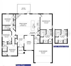 This floor plan shows a single-story house layout with four bedrooms, a three-car garage, and patio — 7686 BATTALLA ROAD, NORTH PORT, FL