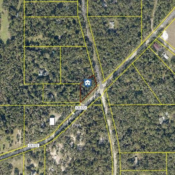 This is an aerial map view showing a property lot outlined in red — CULBREATH ROAD, BROOKSVILLE, FL