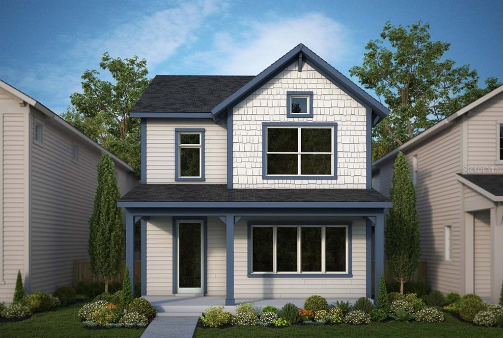 This is a digital rendering of a two-story house with a front porch and siding — 6716 FOUNTAIN GROVE PASS, ST CLOUD, FL