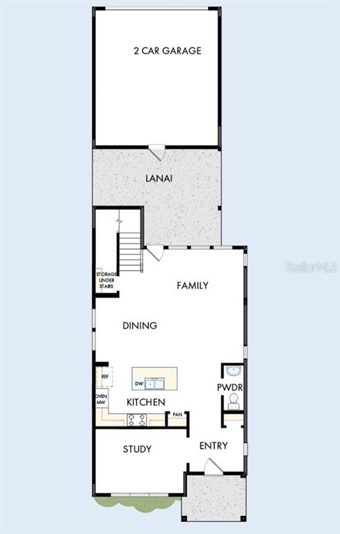 This is a floor plan for the first level of a home featuring a garage — 6716 FOUNTAIN GROVE PASS, ST CLOUD, FL