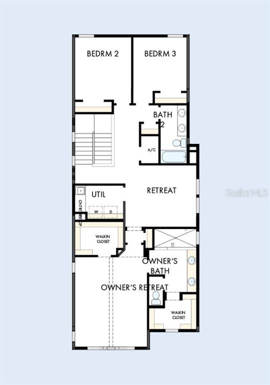 This is a floor plan of a residential second story featuring three bedrooms and a retreat — 6716 FOUNTAIN GROVE PASS, ST CLOUD, FL