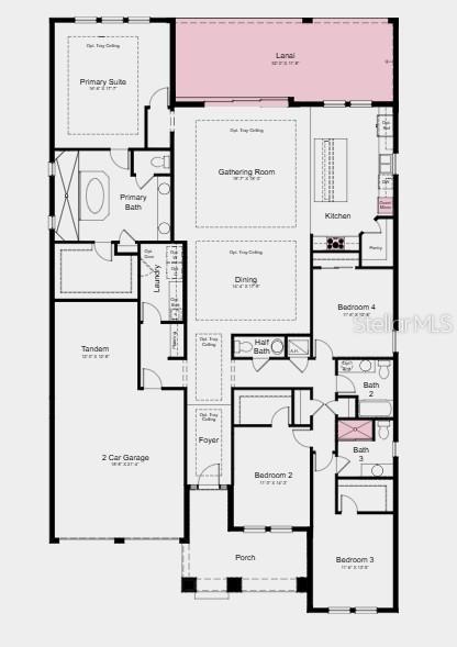 This is a floor plan for a single-story house with four bedrooms and a garage — 15997 HONEY HARVEST STREET, WINTER GARDEN, FL