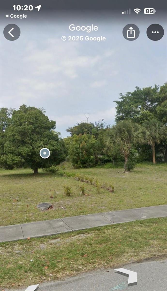 A grassy vacant lot features a large tree, a palm tree, and a concrete sidewalk — 132 & 134 NW 6th Avenue, Delray Beach FL 33444, DELRAY BEACH, FL