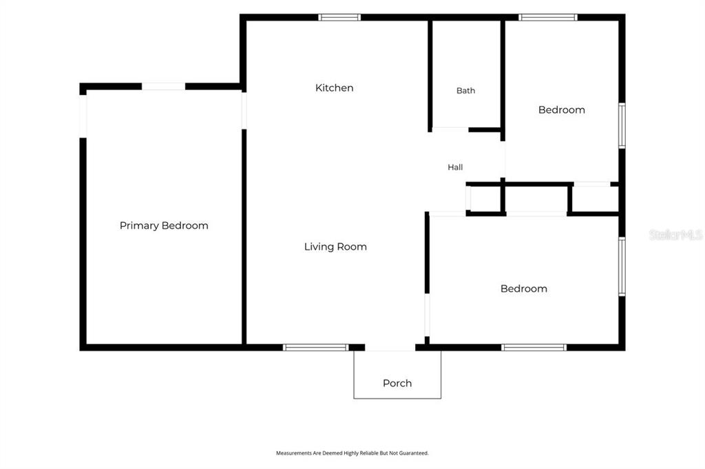 This is a floor plan of a house with a porch, living room, kitchen, bathroom, and three bedrooms — 2991 W VERONA ROAD, AVON PARK, FL
