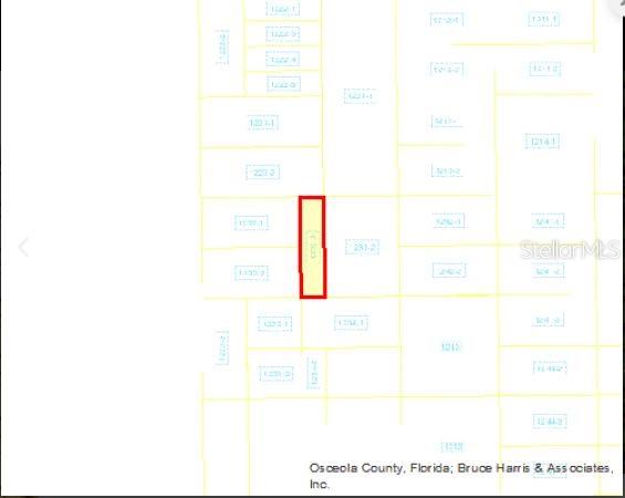 This is a tax map showing a highlighted rectangular parcel of land in Osceola County, Florida — HOLOPAW GROVES ROAD, ST CLOUD, FL