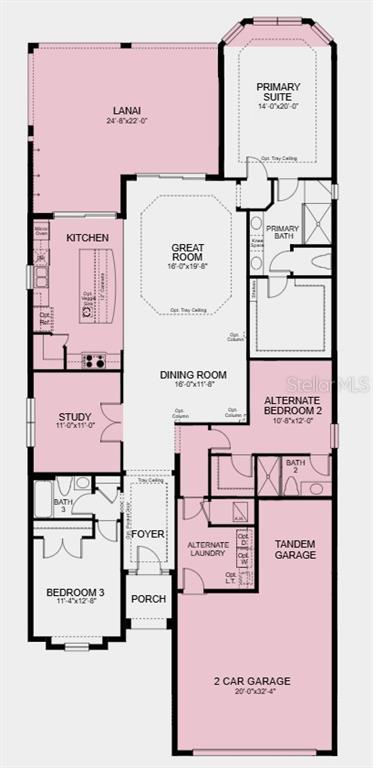This is a floor plan for a single-story house with three bedrooms, a garage, and lanai — 3118 VICENZA COURT, BRADENTON, FL