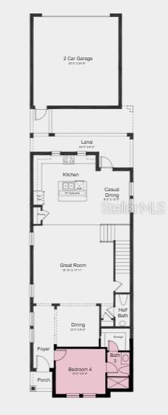This is a floor plan of a home's first level featuring a garage and bedroom — 5180 DOMINION ALLEY, ST CLOUD, FL