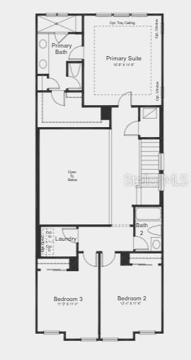This is a floor plan for the upper level of a home featuring three bedrooms — 5180 DOMINION ALLEY, ST CLOUD, FL