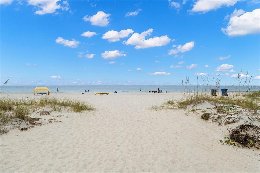 A sandy path leads through dunes toward the ocean under a bright, partly cloudy sky — 11500 GULF BOULEVARD UNIT 304, TREASURE ISLAND, FL