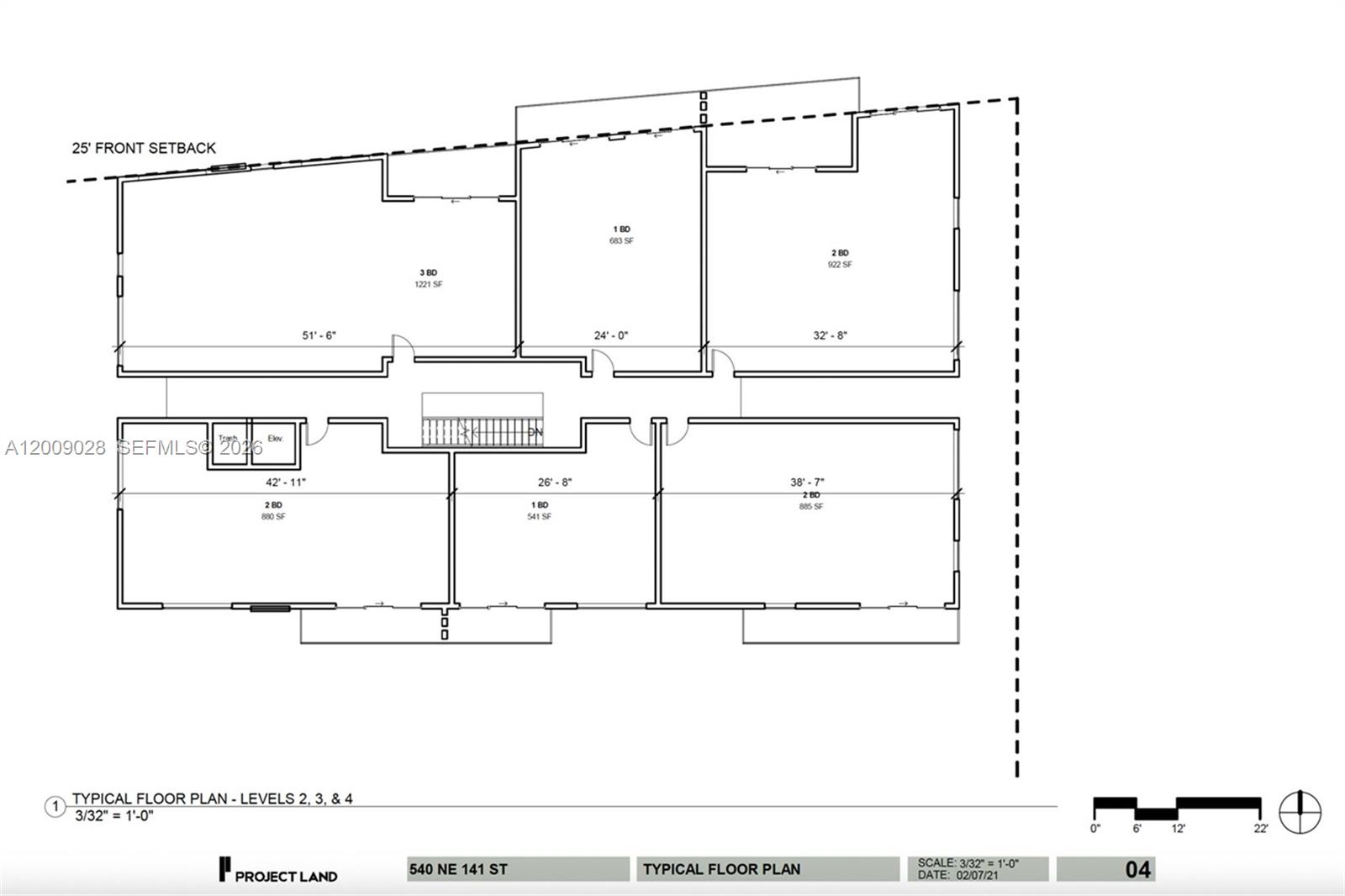 This is a floor plan showing the layout of six residential units across a level — 530 NE 141st St, North Miami FL 33161, NORTH MIAMI, FL