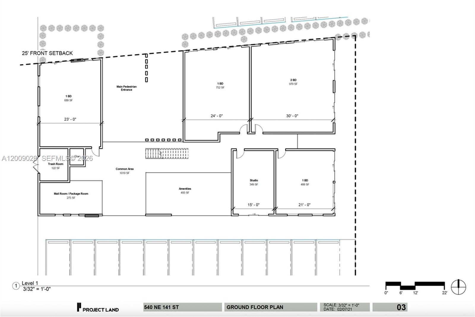 This is a ground floor plan for a multi-unit residential building with common areas — 530 NE 141st St, North Miami FL 33161, NORTH MIAMI, FL