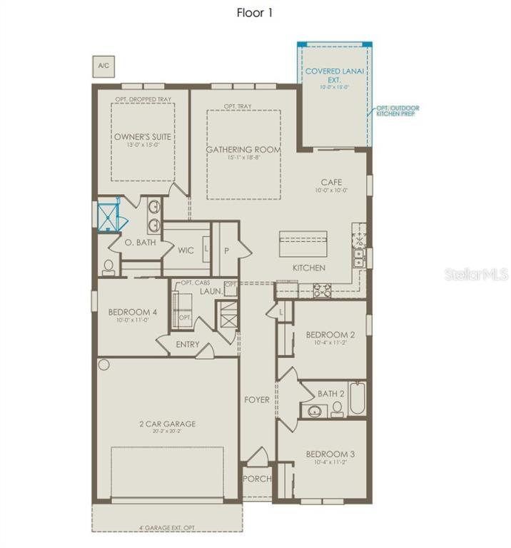 This is a floor plan for a single-story home with four bedrooms and a garage — 4980 GOOD DAY LANE, WEST MELBOURNE, FL