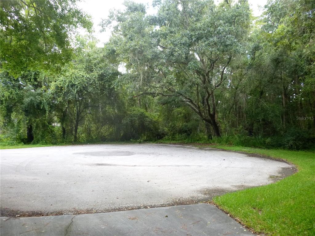 A paved cul-de-sac surrounded by dense trees and vegetation — 7709 WINDWARD WAY, ODESSA, FL