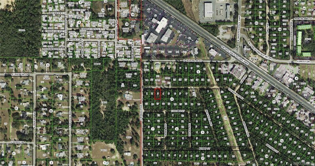 This is an aerial map showing residential lots and streets in a suburban area — 3003 CLEARWOOD STREET, INVERNESS, FL