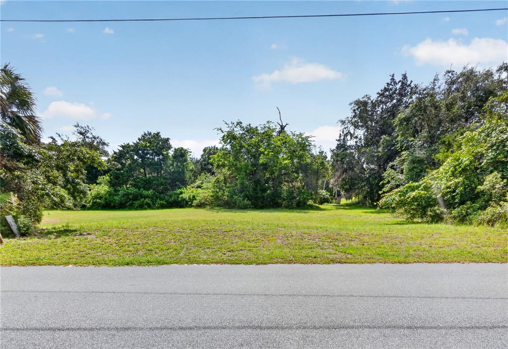 A flat, grassy vacant lot is bordered by trees and faces a paved road — 4540 S SAWGRASS CIRCLE, HOMOSASSA, FL