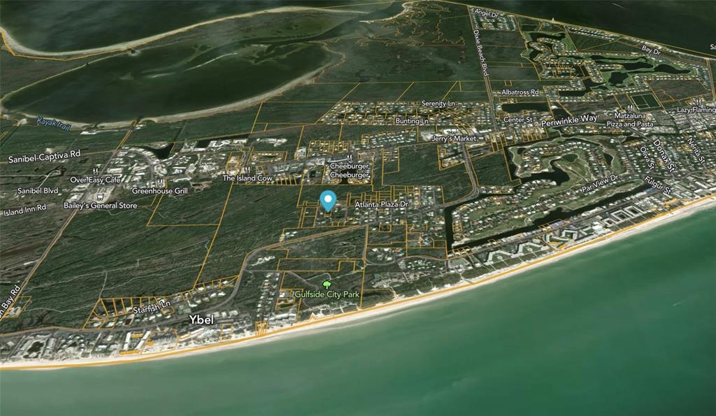 This is an aerial map view of a residential area on Sanibel Island, Florida — 491 MARIAN ROAD, SANIBEL, FL