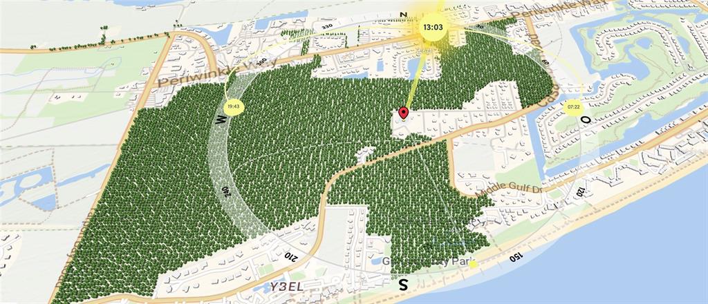 This is a map showing a forested area with a red location pin — 491 MARIAN ROAD, SANIBEL, FL