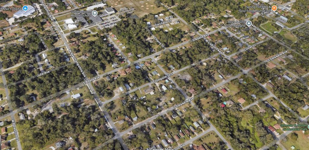 This is an aerial view of a residential neighborhood in DeLand, Florida — S THOMPSON STREET, DELAND, FL