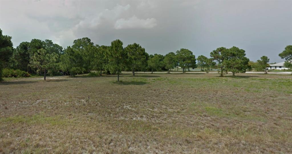 A flat, grassy vacant lot features scattered pine trees under a cloudy sky — 12 RUDDER LANE, PLACIDA, FL