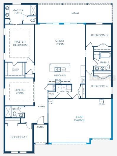 This is a floor plan for a single-story house with four bedrooms and a garage — TBD KNOTTY PINE AVENUE, NORTH PORT, FL