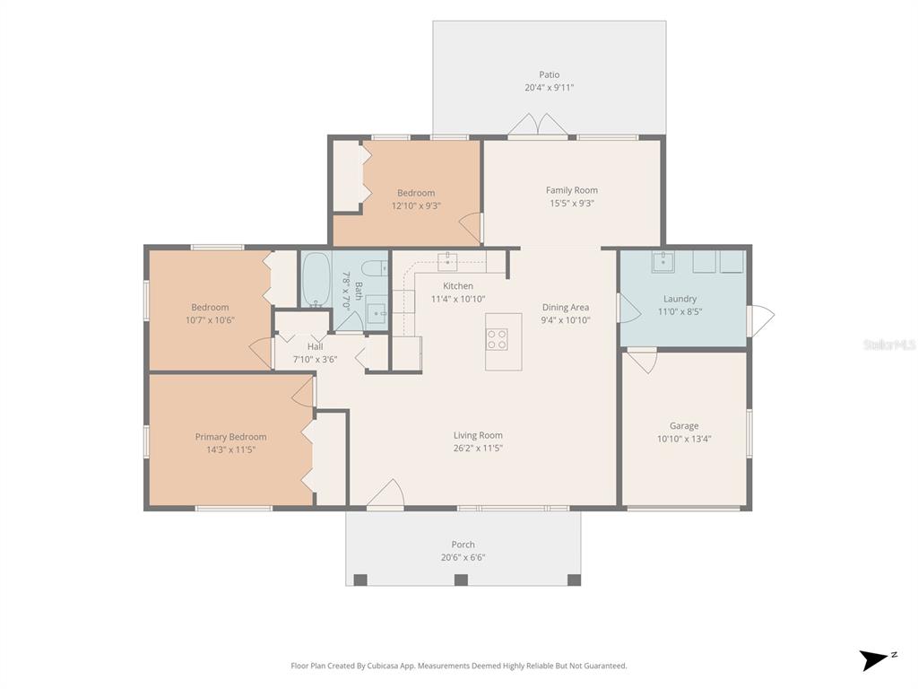 This is a floor plan showing a single-story house with three bedrooms and a garage — 1252 BURMA AVENUE, CLEARWATER, FL