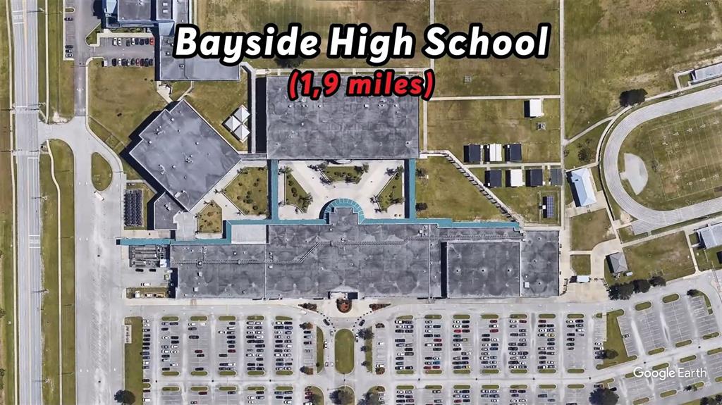 This satellite map view shows the school building, parking lots, and athletic fields — 2760 FIELDS AVENUE SE, PALM BAY, FL
