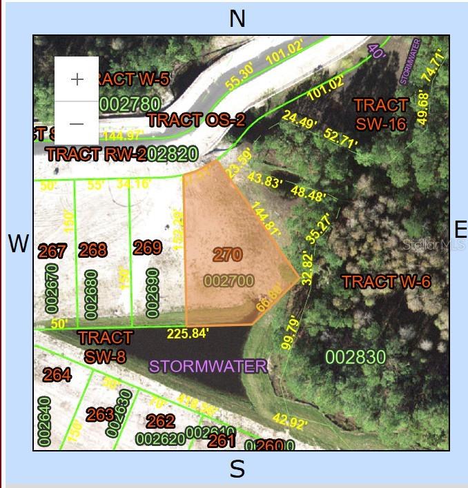 This is a property map showing the boundaries and dimensions of lot 270 — 1229 BUTTERFLY ORCHID ROAD, DAVENPORT, FL