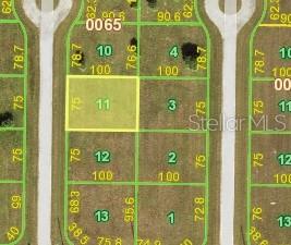 This is a map showing a highlighted rectangular land parcel labeled 11 among other lots — 18 DOGWOOD TERRACE, PLACIDA, FL