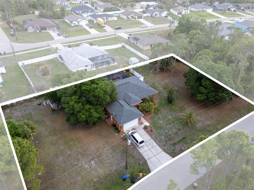 An aerial view shows a single-story house with a large yard and driveway — 2486 LAWYER TERRACE, NORTH PORT, FL