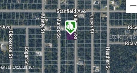 This is a map showing a vacant lot highlighted in purple near Stanfield Avenue — 377 ELLINGTON STREET, PORT CHARLOTTE, FL