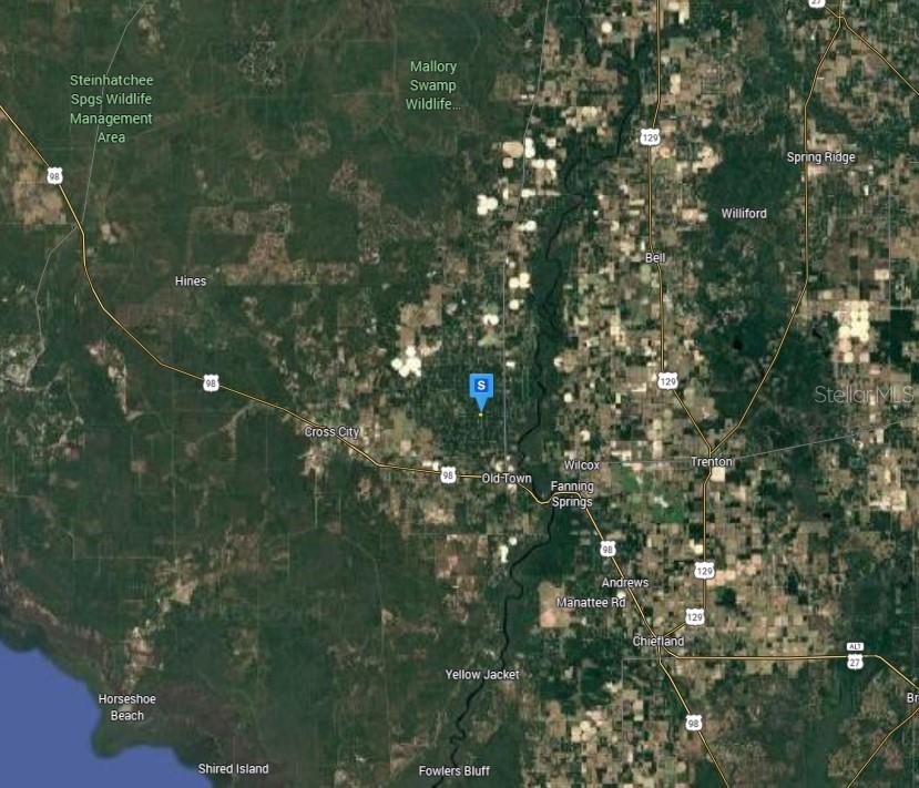 This is a map showing the location of a property in rural Florida — 350 NE 644TH STREET, OLD TOWN, FL