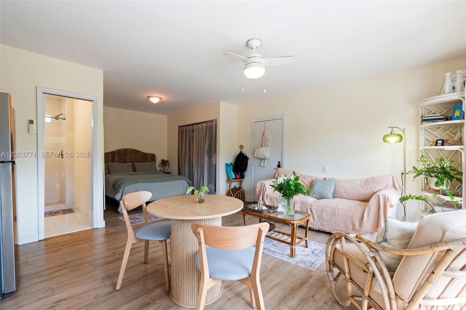 This studio apartment features a bed, dining table, sofa, and an attached bathroom — KEY LARGO, FL