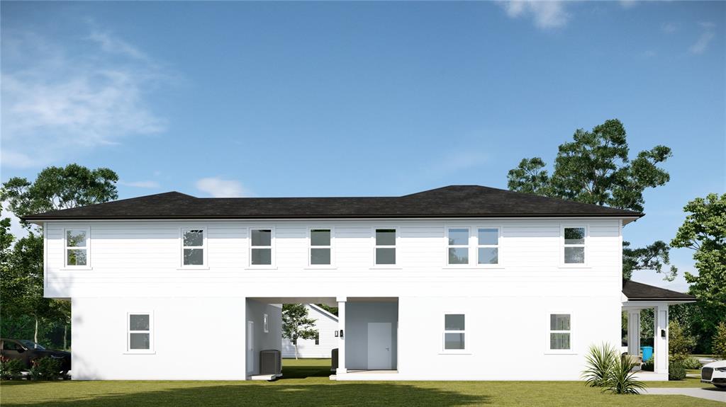 This is a digital rendering of the white exterior of a two-story residential building — 4037 9TH AVENUE S, ST PETERSBURG, FL