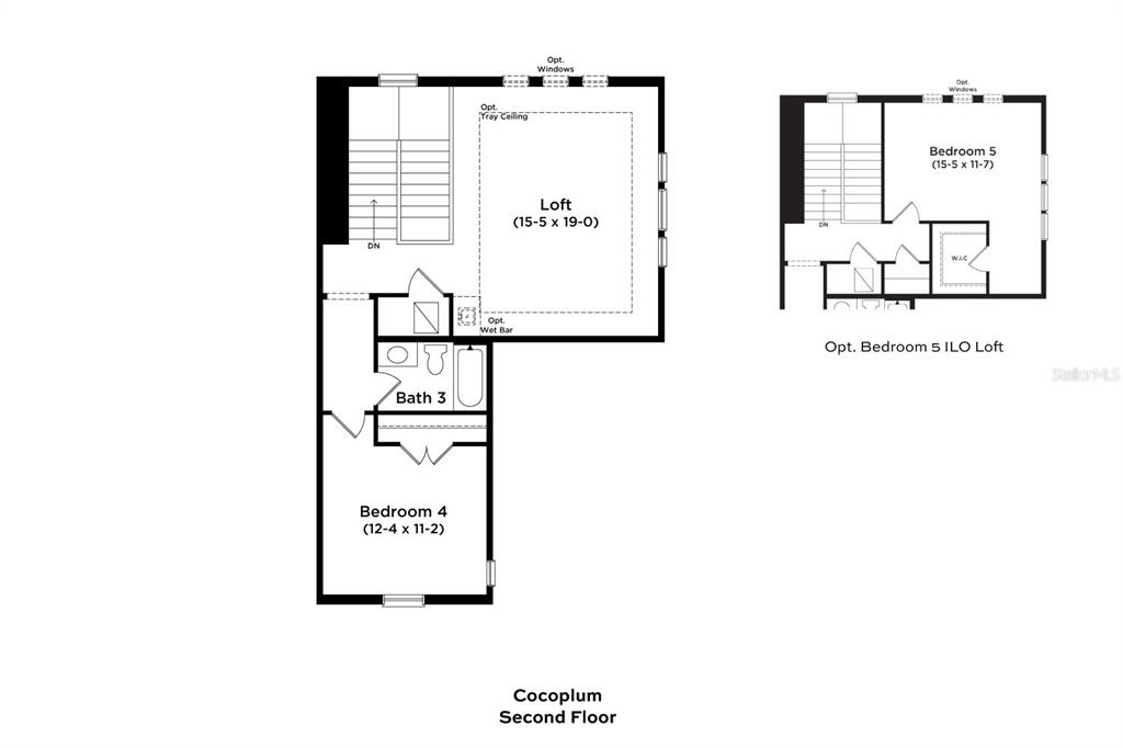 This floor plan shows the second-floor layout of a home with a loft and bedrooms — 3904 ROCKY ISLAND ROAD, NEW PORT RICHEY, FL
