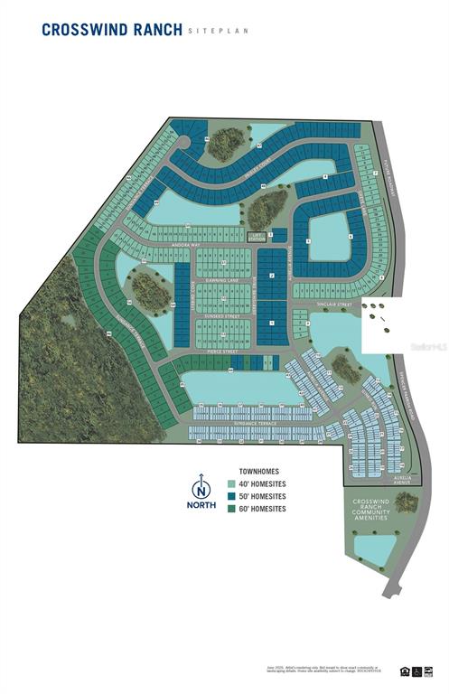 This is a site plan rendering for the Crosswind Ranch residential community — 9022 SUNDANCE TERRACE, PARRISH, FL