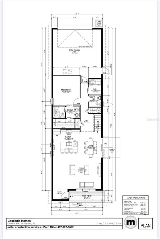 This floor plan shows the first level of a home featuring a garage, kitchen, and living area — 0000 2ND STREET, SANFORD, FL