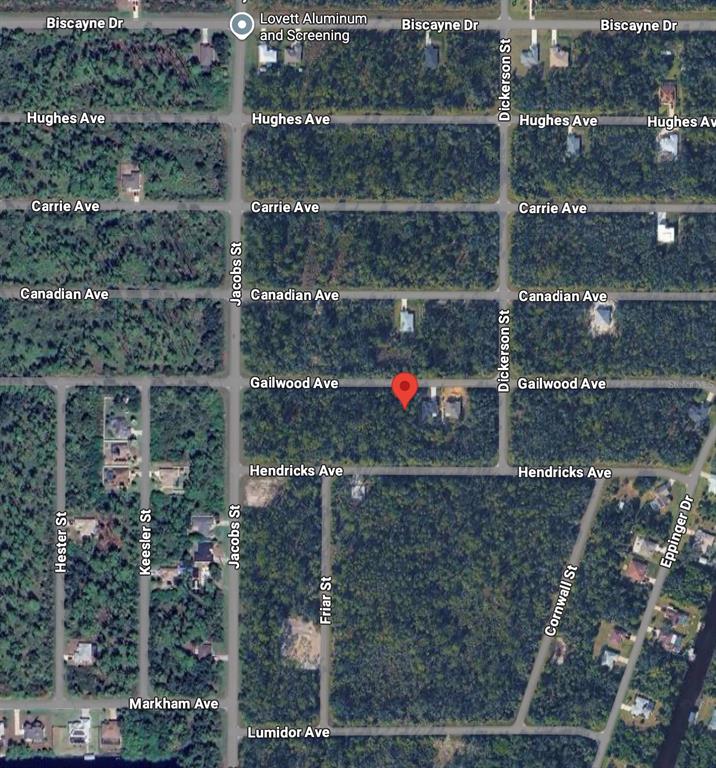 This is a satellite map view of a residential area with a red location pin — 14051 GAILWOOD AVENUE, PORT CHARLOTTE, FL