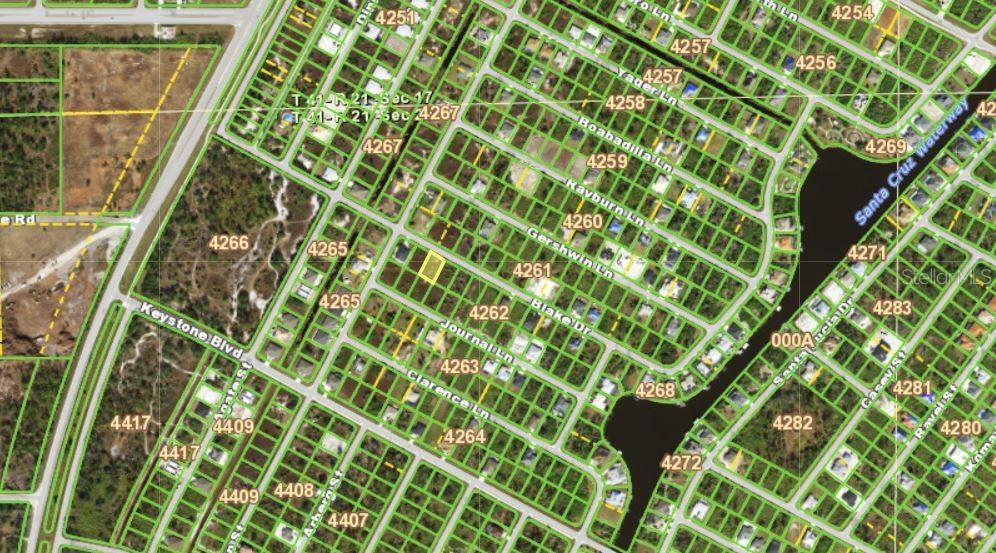 This is a map showing a residential neighborhood with highlighted property lots and street names — 13305 BLAKE DRIVE, PORT CHARLOTTE, FL